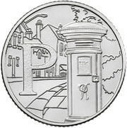 10 Pence - Elizabeth II 5th portrait; P - Post Box, United Kingdom, 2018-2019 reverse image