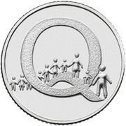 10 Pence - Elizabeth II 5th portrait; Q - Queuing, United Kingdom, 2018-2019 reverse image