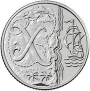 10 Pence - Elizabeth II 5th portrait; X - X Marks the Spot, United Kingdom, 2018-2019 reverse image
