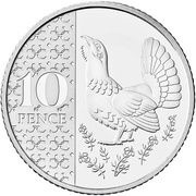 10 Pence - Charles III Capercaillie, United Kingdom, 2023-2024 reverse image