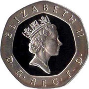 20 Pence - Elizabeth II 3rd portrait; Silver Proof obverse image