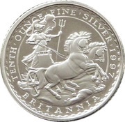 20 Pence - Elizabeth II 3rd portrait; 1/10 oz Fine Silver, United Kingdom, 1997 reverse image