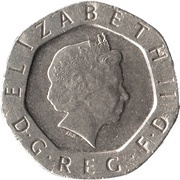 20 Pence - Elizabeth II 4th portrait; Tudor Rose obverse image