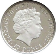 20 Pence - Elizabeth II 4th portrait; 1/10 oz Fine Silver obverse image