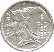 20 Pence - Elizabeth II 4th portrait; 1/10 oz Fine Silver, United Kingdom, 2003 reverse image