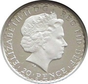 20 Pence - Elizabeth II 4th portrait; 1/10 oz Fine Silver obverse image