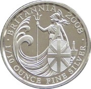 20 Pence - Elizabeth II 4th portrait; 1/10 oz Fine Silver, United Kingdom, 2008 reverse image
