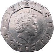 20 Pence - Elizabeth II 4th portrait; Undated mule obverse image