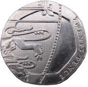 20 Pence - Elizabeth II 4th portrait; Undated mule, United Kingdom, 2008 reverse image