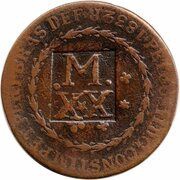 20 Réis - Pedro II Maranhao First Series Countermarked 80 Réis obverse image