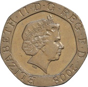 20 Pence - Elizabeth II 4th portrait; Royal Shield obverse image