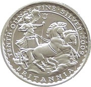 20 Pence - Elizabeth II 4th portrait; 1/10 oz Fine Silver, United Kingdom, 2009 reverse image
