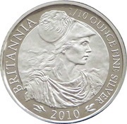 20 Pence - Elizabeth II 4th portrait; 1/10 oz Fine Silver, United Kingdom, 2010 reverse image