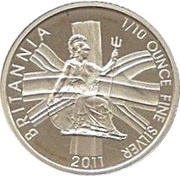 20 Pence - Elizabeth II 4th portrait; 1/10 oz Fine Silver, United Kingdom, 2011 reverse image