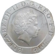 20 Pence - Elizabeth II 4th portrait; Royal Shield, Silver Proof obverse image