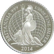 20 Pence - Elizabeth II 5th portrait; 1/10 oz Fine Silver, United Kingdom, 2014 reverse image