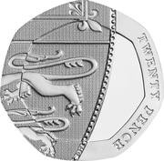 20 Pence - Elizabeth II 5th portrait; Royal Shield, United Kingdom, 2015-2022 reverse image