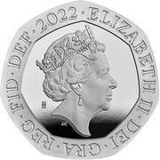 20 Pence - Elizabeth II 5th portrait; Royal Shield, Platinum Proof obverse image