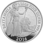 20 Pence - Elizabeth II 5th portrait; 1/10 oz Fine Silver, United Kingdom, 2016 reverse image