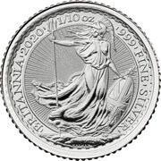 20 Pence - Elizabeth II 5th portrait; 1/10 oz Fine Silver, United Kingdom, 2020-2023 reverse image