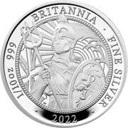 20 Pence - Elizabeth II 5th portrait; 1/10 oz Fine Silver, United Kingdom, 2022 reverse image