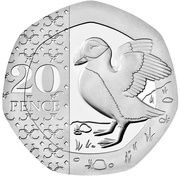 20 Pence - Charles III Puffin, United Kingdom, 2023-2024 reverse image