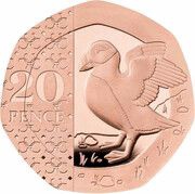 20 Pence - Charles III Puffin; Gold Proof, United Kingdom, 2023-2024 reverse image