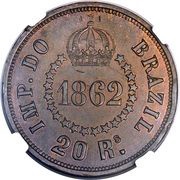20 Réis Pattern Strike, Brazil, 1862 reverse image