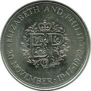 25 New Pence - Elizabeth II Silver Wedding, United Kingdom, 1972 reverse image