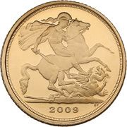 ¼ Sovereign - Elizabeth II 4th portrait, United Kingdom, 2009-2015 reverse image