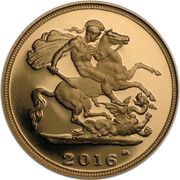 ¼ Sovereign - Elizabeth II Butler effigy, United Kingdom, 2016 reverse image