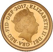 ¼ Sovereign - Elizabeth II 5th portrait; Garter type obverse image