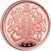 ¼ Sovereign - Elizabeth II 5th portrait; Platinum Jubilee, United Kingdom, 2022 reverse image
