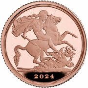 ¼ Sovereign - Charles III, United Kingdom, 2024 reverse image