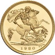 ½ Sovereign - Elizabeth II 2nd portrait, United Kingdom, 1980-1984 reverse image