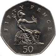 50 Pence - Elizabeth II 2nd portrait, United Kingdom, 1982-1984 reverse image
