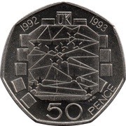 50 Pence - Elizabeth II 3rd portrait; European Community, United Kingdom, 1992 reverse image