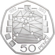 50 Pence - Elizabeth II European Community; Silver Piedfort, United Kingdom, 1992 reverse image