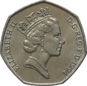 50 Pence - Elizabeth II 3rd portrait; D-Day Anniversary obverse image
