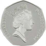 50 Pence - Elizabeth II D-Day Anniversary; Silver Proof obverse image