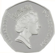 50 Pence - Elizabeth II D-Day Anniversary; Silver Piedfort obverse image