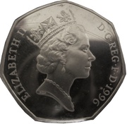 50 Pence - Elizabeth II 3rd portrait; large type, Silver Proof obverse image