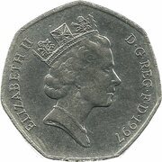 50 Pence - Elizabeth II 3rd portrait; small type obverse image