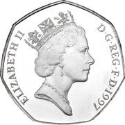 50 Pence - Elizabeth II 3rd portrait; small type, Silver Proof obverse image