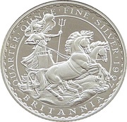 50 Pence - Elizabeth II 3rd portrait; 1/4 oz Fine Silver, United Kingdom, 1997 reverse image