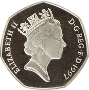 50 Pence - Elizabeth II 3rd portrait; small type, Silver Piedfort obverse image