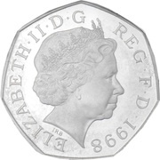 50 Pence - Elizabeth II NHS 50th Anniversary; Silver Piedfort obverse image