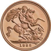 ½ Sovereign - Elizabeth II 4th portrait, United Kingdom, 1998-2008 reverse image