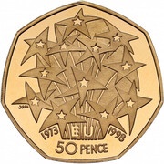 50 Pence - Elizabeth II European Union; Gold Proof, United Kingdom, 1998-2009 reverse image