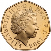 50 Pence - Elizabeth II NHS 50th Anniversary; Gold Proof obverse image
